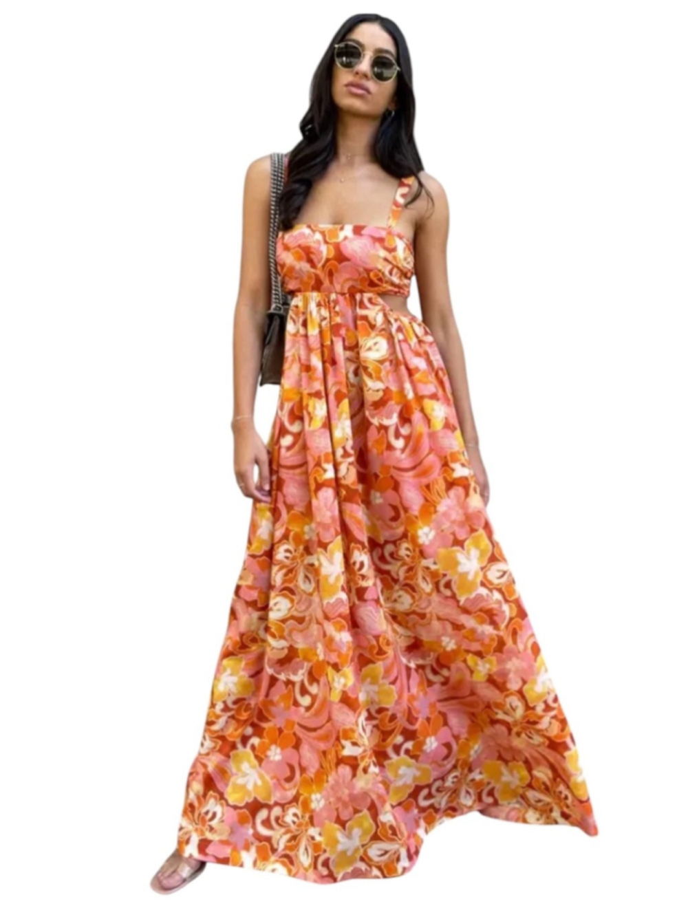 Hansen & Gretel - Iman Maxi Sundress Sunset
Swirl Orange Floral in Sz L